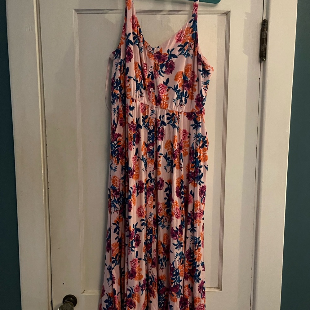 Torrid Floral Midi Dress - Pink and Blue